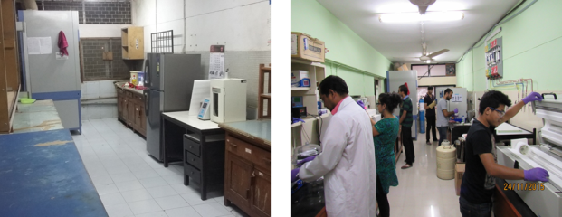 Lab, in 2014 (left) and now